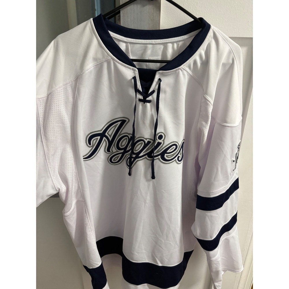 Utah State University Aggies Hockey Jersey Prolook White Navy XL Lace Up USU FB